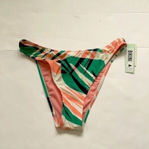 The Bikini Lab tropical pink green bikini bottoms Large NWT